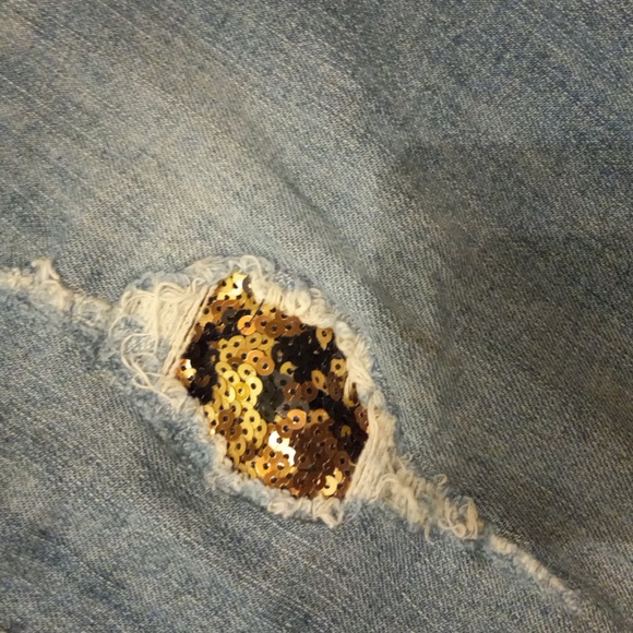 Democracy Flexellent Jeans Womens 14 Sequin Accent Factory Distressed - Picture 3 of 15